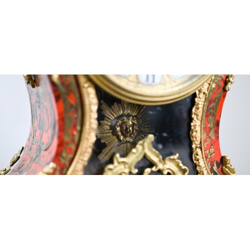 775 - An Art Nouveau brass mounted and inlaid tortoiseshell mantel clock, the two train 8-day movement str... 