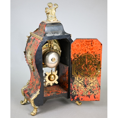 775 - An Art Nouveau brass mounted and inlaid tortoiseshell mantel clock, the two train 8-day movement str... 