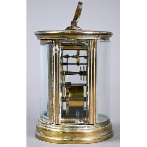 781 - A 19th century French brass cylinder cased carriage clock, the single drum movement no. 4680 with gi... 