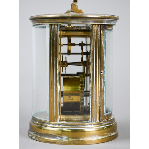 781 - A 19th century French brass cylinder cased carriage clock, the single drum movement no. 4680 with gi... 