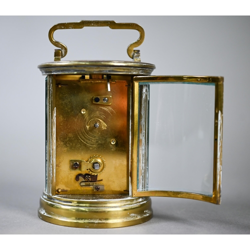 781 - A 19th century French brass cylinder cased carriage clock, the single drum movement no. 4680 with gi... 