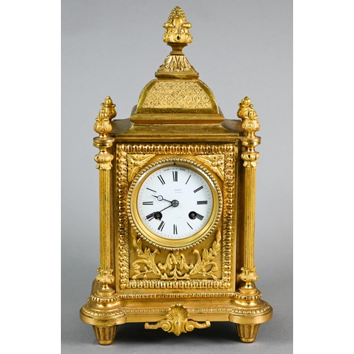 790 - Henry Marc, Paris, a 19th century ormolu mantel clock, the two train movement sounding the hours on ... 