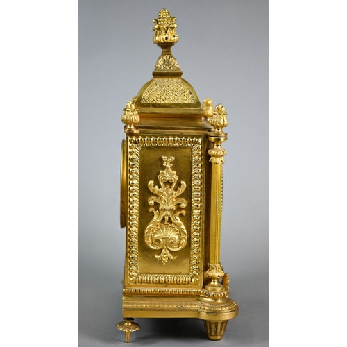 790 - Henry Marc, Paris, a 19th century ormolu mantel clock, the two train movement sounding the hours on ... 