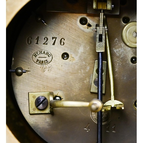 790 - Henry Marc, Paris, a 19th century ormolu mantel clock, the two train movement sounding the hours on ... 