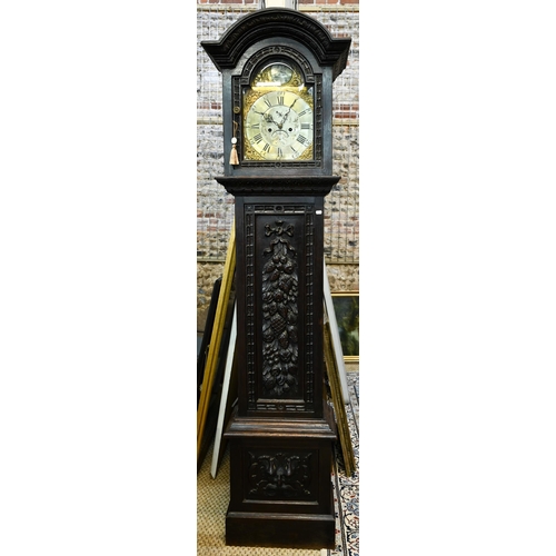 792 - Benjamin Rees, Neath (South Wales), an 18th century 8-day carved oak longcase clock, the arched engr... 