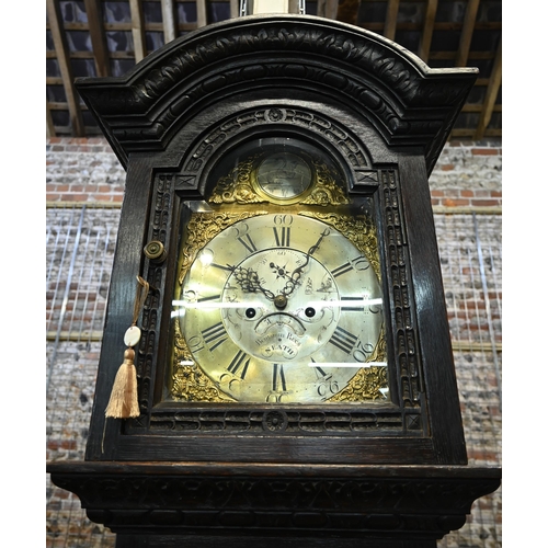 792 - Benjamin Rees, Neath (South Wales), an 18th century 8-day carved oak longcase clock, the arched engr... 