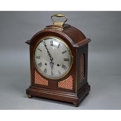 797 - A Georgian style brass mounted mahogany bracket clock, the two train eight-day movement striking on ... 