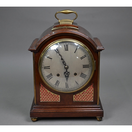 797 - A Georgian style brass mounted mahogany bracket clock, the two train eight-day movement striking on ... 