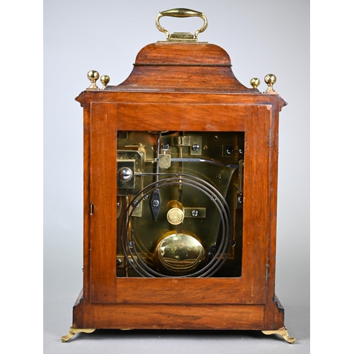 798 - A 19th century brass mounted mahogany bracket clock, the three train movement striking on eight bell... 