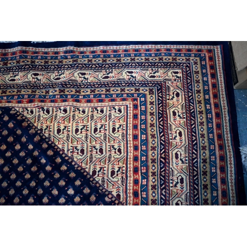 828 - A contemporary central Persian Arak carpet, the predominantly blue ground with repeating design of s... 