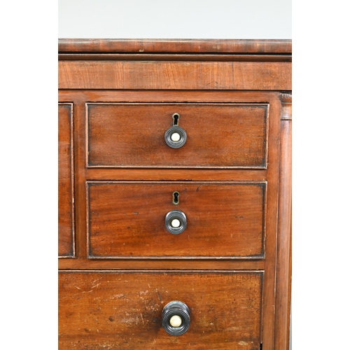 866 - A mid 19th century Scottish mahogany chest, centred by a deep hat drawer flanked by two short drawer... 