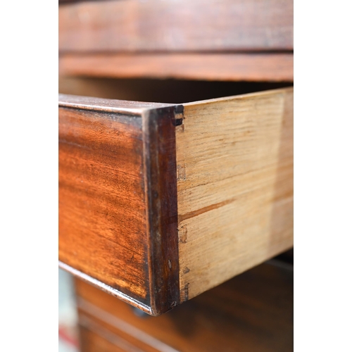 866 - A mid 19th century Scottish mahogany chest, centred by a deep hat drawer flanked by two short drawer... 