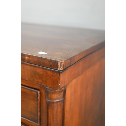 866 - A mid 19th century Scottish mahogany chest, centred by a deep hat drawer flanked by two short drawer... 