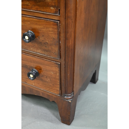 866 - A mid 19th century Scottish mahogany chest, centred by a deep hat drawer flanked by two short drawer... 