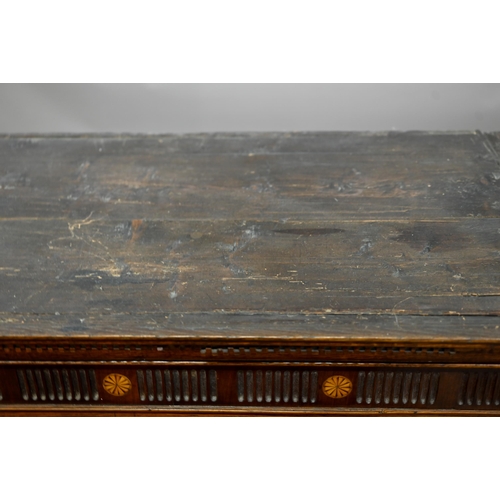 870 - A George III cross-banded oak chest on chest, the moulded cornice with inlaid boxwood roundels, over... 