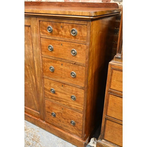 872 - Holland & Son, a late 19th century satinwood low compactum, centred by a pair of cabinet doors e... 