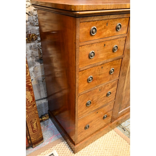 872 - Holland & Son, a late 19th century satinwood low compactum, centred by a pair of cabinet doors e... 