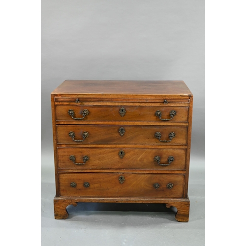 884 - An 18th century mahogany chest with a full width slide over four long graduated drawers, each with (... 