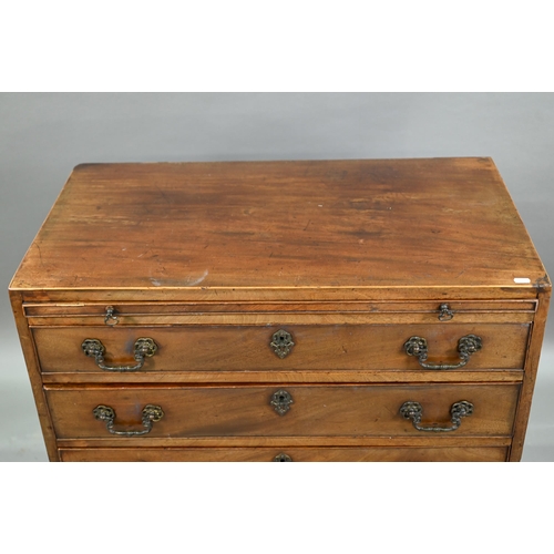 884 - An 18th century mahogany chest with a full width slide over four long graduated drawers, each with (... 