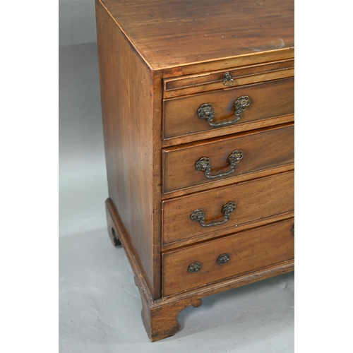 884 - An 18th century mahogany chest with a full width slide over four long graduated drawers, each with (... 