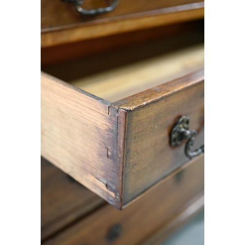 884 - An 18th century mahogany chest with a full width slide over four long graduated drawers, each with (... 