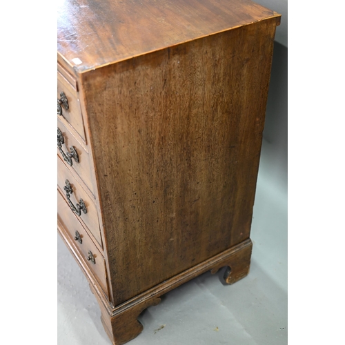 884 - An 18th century mahogany chest with a full width slide over four long graduated drawers, each with (... 