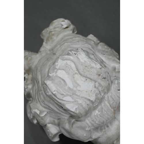 886 - An old plaster bust in the classical revival style, of a young woman, on a socle base, 63 cm h, dama... 