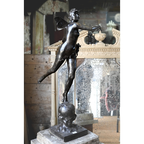 892 - Michel Leonard Beguine (1855-1929), a brown bronze sculpture 'Le Printemps' (Allegory of Spring), la... 