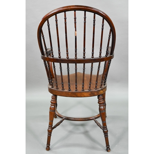 902 - Attributed to William Birch, a walnut spindle and hoop back Windsor armchair, with crinoline stretch... 