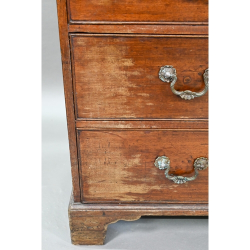 903 - An associated two part George III mahogany chest on chest, the upper chest with canted pilasters, tw... 