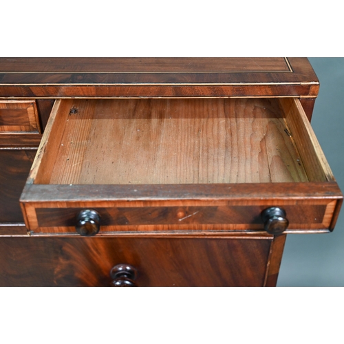 911 - A Victorian mahogany chest of three shallow drawers over two short and three long graduated drawers,... 