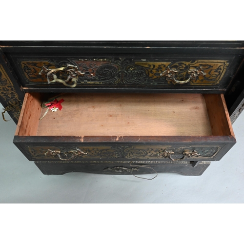 915 - A 19th century French brass mounted and inlaid ebonised semainiere chest of seven drawers (Wellingto... 