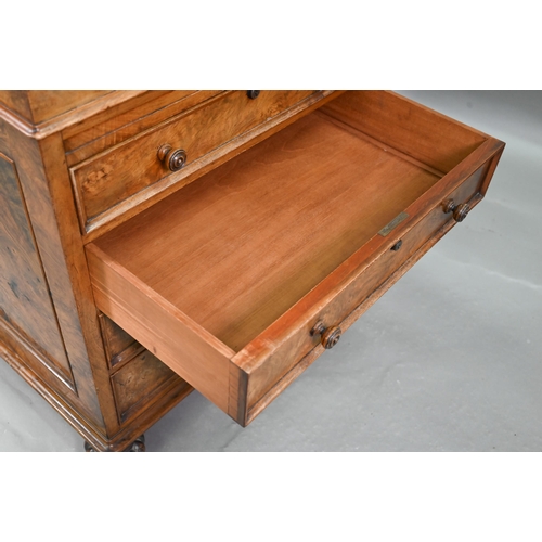 935 - A William IV burr walnut davenport, stamped T. Wilson, London, the sliding slope top with 3/4 spindl... 