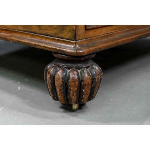 935 - A William IV burr walnut davenport, stamped T. Wilson, London, the sliding slope top with 3/4 spindl... 