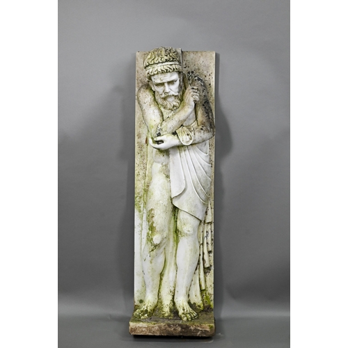 949 - A companion pair of carved alabaster telamon fireplace jambs, as classical Grecian figures, probably... 