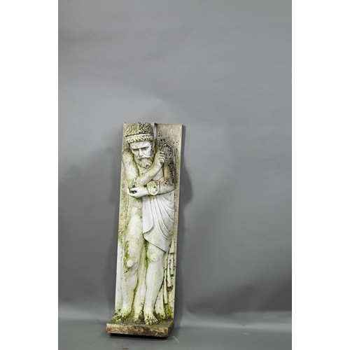 949 - A companion pair of carved alabaster telamon fireplace jambs, as classical Grecian figures, probably... 