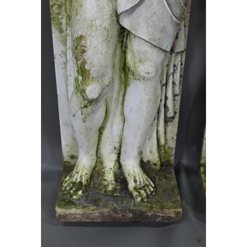 949 - A companion pair of carved alabaster telamon fireplace jambs, as classical Grecian figures, probably... 