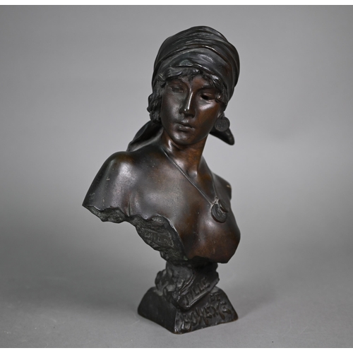 952 - After Emmanuel Villanis (1858-1914), a brown patinated bronze female bust 'Fille de Bohème', ... 