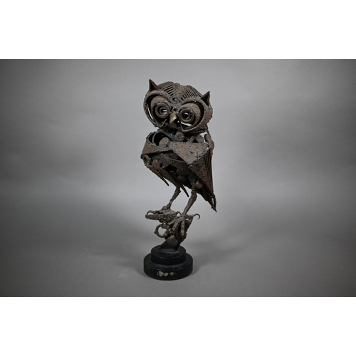 955 - Walenty Pytel (Polish, b 1941) - A brown-patinated steel owl, unsigned, 40 cm highARR may be applica... 