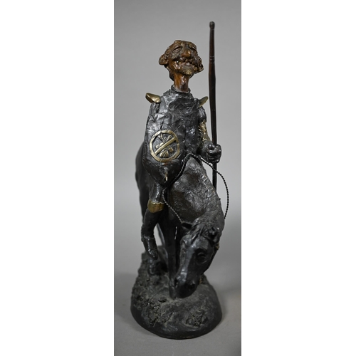 956 - Charles Bragg (USA, 1931-2017) - Brown ad copper-patinated bronze group of Don Quixote on Rocinante,... 