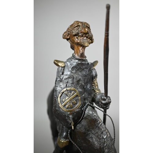 956 - Charles Bragg (USA, 1931-2017) - Brown ad copper-patinated bronze group of Don Quixote on Rocinante,... 