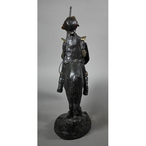 956 - Charles Bragg (USA, 1931-2017) - Brown ad copper-patinated bronze group of Don Quixote on Rocinante,... 