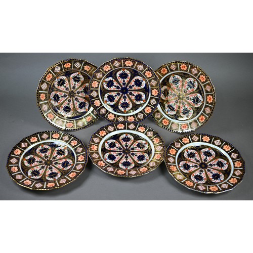 592 - A set of twelve Victorian Royal Crown Derby Imari plates, date mark for 1887, 22.5 cm diameter