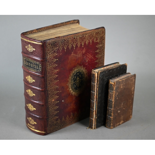 972 - 1752 Book of Common Prayer and St James Holy Bible with fold-out maps, Oxford University, gilt-toole... 