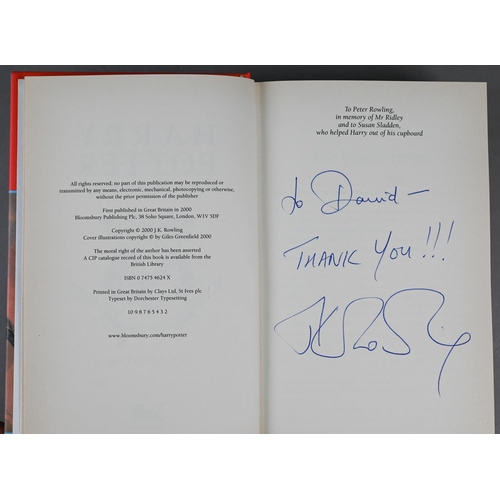 978 - Rowling, J. K., Harry Potter and the Goblet of Fire, 1st (2nd impression), signed by the author and ... 