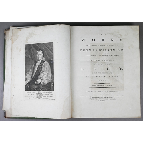 981 - Wilson DD, Thomas (Bishop of Sodar and Man), Works in 2 vols, compiled by C. Crutwell, Bath: 1781, q... 