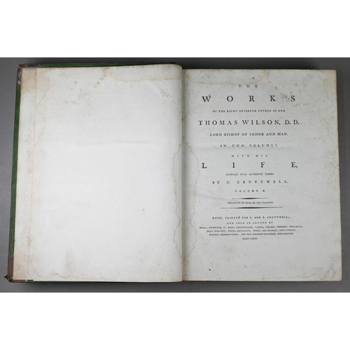 981 - Wilson DD, Thomas (Bishop of Sodar and Man), Works in 2 vols, compiled by C. Crutwell, Bath: 1781, q... 