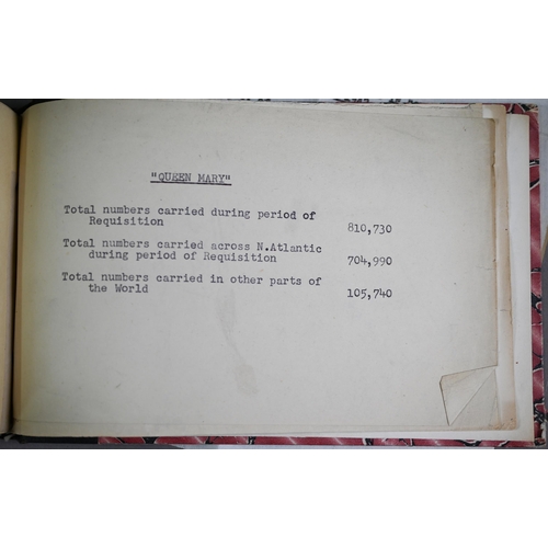 986 - A World War II vintage hand-typed record of Government requisitions of Cunard and White Star Lines p... 