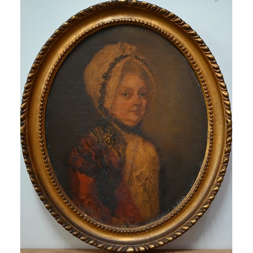 1027 - English school - A family group of five Georgian oval oil on canvas portraits of Hannah Bullock (171... 