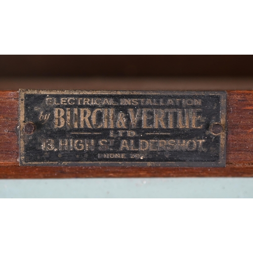 1182 - A vintage servant's call-board by Birck & Virtue of Aldershot, 27 x 50 cm